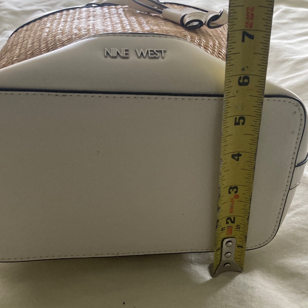 Nine West White Straw-Trim Bucket Bag with Braided Strap - Picture 12 of 12